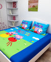 Athom Living Smile Peppa Pig Digital Printed Cotton Kids Double Bedsheet 270x270 cm with 2 Pillow Cover-PEP-03-244-D