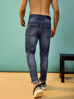 Men Navy Washed Slim Fit Jeans