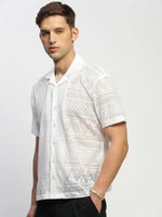 Men White Solid Shirt-JOUSKA-1755-White