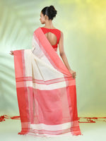 Off White Cotton Saree With Temple Borders-MA66CT43640011