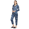 Smarty Pants Women's Silk Satin Dark Blue Color Hallowen Print Full Sleeves Night Suit