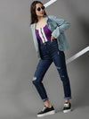 Women's Navy Blue Solid Slim Fit Denim Jeans-GZ-5303-Navyblue