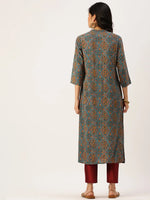 Women's Blue Embroidered Straight Kurtas-GW-2480-Blue