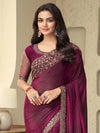 Saree Mall Women's Georgette Purple Embellished Designer Saree With Blouse Piece-SILVER28013