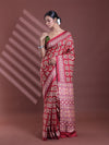 Dark Red Silk Soft Saree With Texture Print-MA60BSL01400036