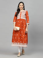 Stylum Women's Embroidered Rayon Flared kurta-PARIRUST34