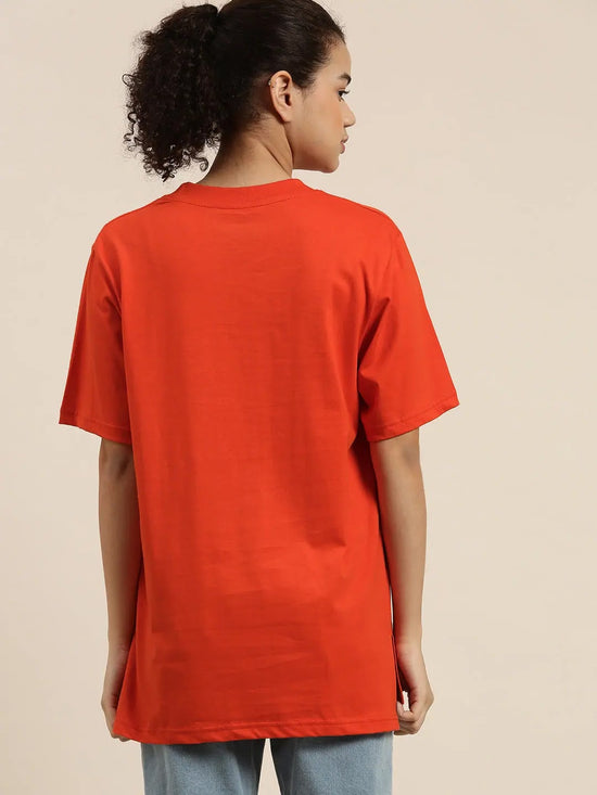 Dillinger Orange Solid Oversized T-Shirt