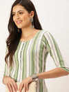 Women's Green Striped Straight Kurta-SKC-3235-Greenwhite