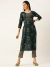 Women's Blue Printed Kurta Sets-FS-2111-Teal