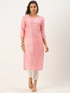 Women's Pink Embroidered Straight Kurtas-SB-48882-Pink