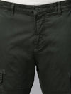 Genips Men's Dark Olive Cotton Stretch Bahamas Cargo Fit Solid Cargo