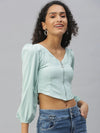 Women's Green Solid Crop Tops-AE-10313-Seagreen