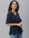 Women's Navy Blue Solid Tops-AE-10307-Navyblue