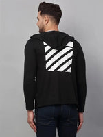 Rigo Black Back Print Hooded Cotton Full Sleeve Cardigan