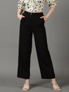 Women's Black Striped Parallel Trouser-IM-10111-Black