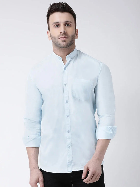 Hangup Men Slim Solid Shirts-BenBlueShirt