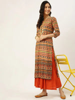 Women's Multicolour Printed Straight Kurtas-GW-1064A-Multi