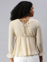 Women's Long Champagne Shimmer Top-AE-7016-Champagne