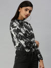 Women's Black Printed Top-AE-7022-Blackwhite