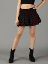 Women's Black Solid Flared Skirt-TG-4-1-Black