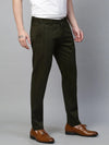 Genips Men's Cotton Bottle Green Stretch Caribbean Slim Fit Print Trousers