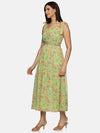 Floral Green Tie-up Detailed Maxi Dress-17351