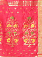 Red Cotton Saree With Zari Borders-MA64BCT401190038