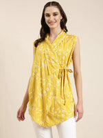 Women Yellow Floral Straight Kurti-RE-SKF-276-Yellow