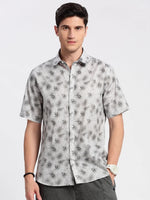 Men Spread Collar Floral Grey Casual Shirt-NAHAR-2165-Grey