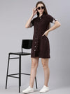 Women Violet Solid Shirt Dress-LT-10175-Violet