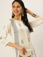 Women's White Printed Kurta Sets-JC-66-White