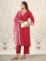 Avanshee Women's Latest Solid Embroidred Silk Blend Kurta, Pant With Dupatta Set-ES-7529