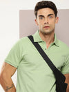 Dillinger Green Solid Regular Snap Polo T-shirt