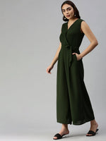 Women's Olive Solid Jumpsuit-AE-9914-Olive