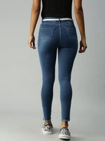 Women's Blue Solid Denim Skinny Jeans-LTA-22076-Blue