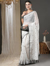 Saree Mall Women's Cotton  White Embroidered Designer Saree With Blouse Piece-10KAVI1001