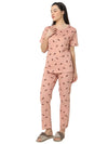 Smarty Pants Women's Cotton Lycra Rose Pink Color Dog Print Night Suit