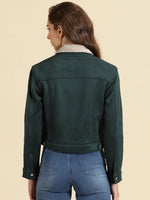 Women's Green Solid Open Front Jacket-LT-JKT-2112-Green