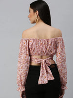 Women's Printed Pink Top-AE-7008-Pinkmulti