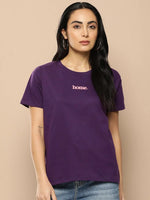 Difference of Opinion Purple Typographic Boxy Regular T-shirt