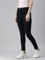 Women's Navy blue Solid Denim Skinny Jeans-GZ-5157-B-Navyblue