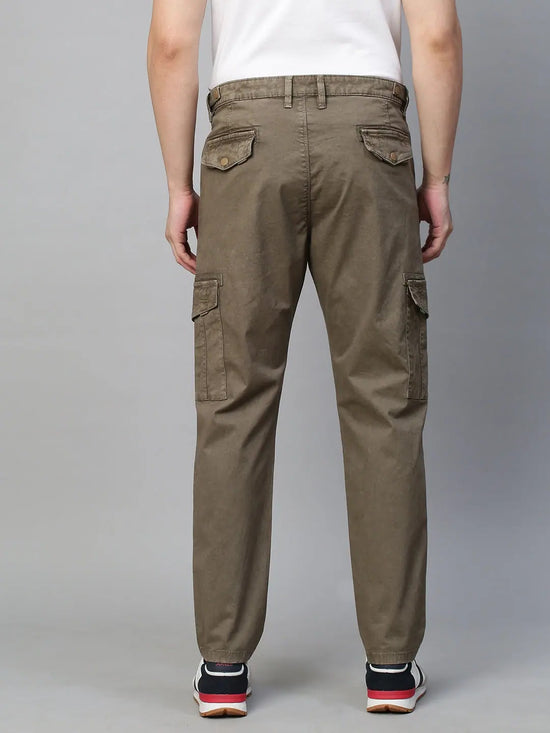 Genips Men's Mast Olive Cotton Stretch Bahamas Cargo Fit Solid Cargo