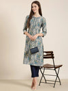 Women Grey Floral Straight Kurta-HO-2626-Grey