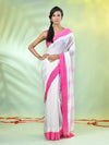 White Cotton Soft Saree With Contrasted Borders-MA62CT33720064