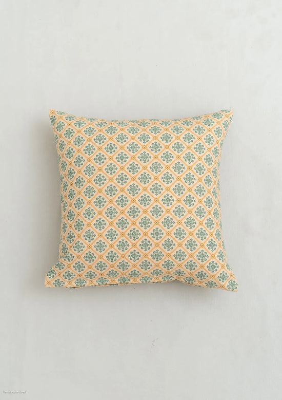 Yura 100% cotton geometric cushion cover for sofa - Aqua blue-240455011