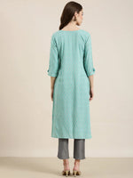 Women Turquoise Blue Chevron Straight Kurta-AT-A403-K-Turquoiseblue