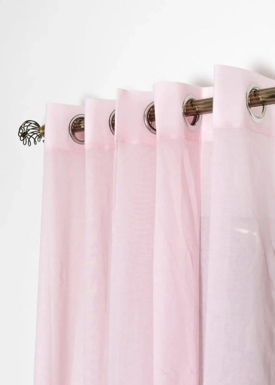 Solid Powder pink 100% cotton plain curtain for Living room & bedroom - Light filtering - Pack of 1-20044906009