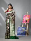 Dark Chocolate Silk Banarasi Saree With Zari Woven Designs-MA52BSL441050039