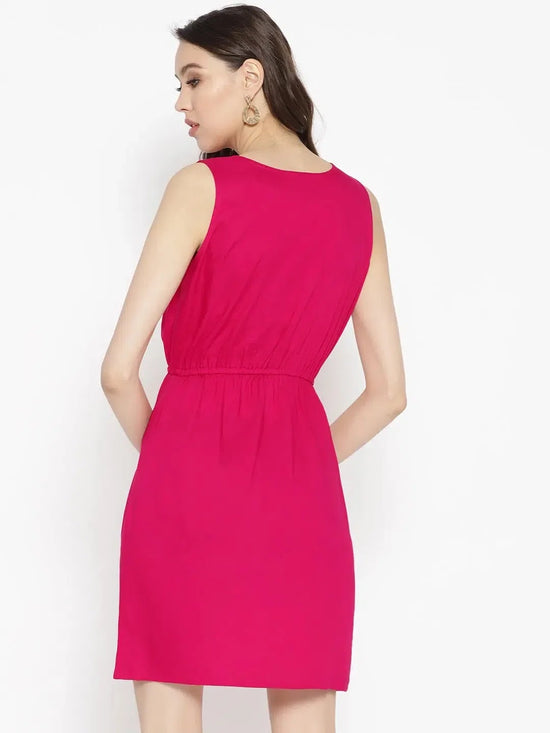 Overlap collar mini Dress in Pink