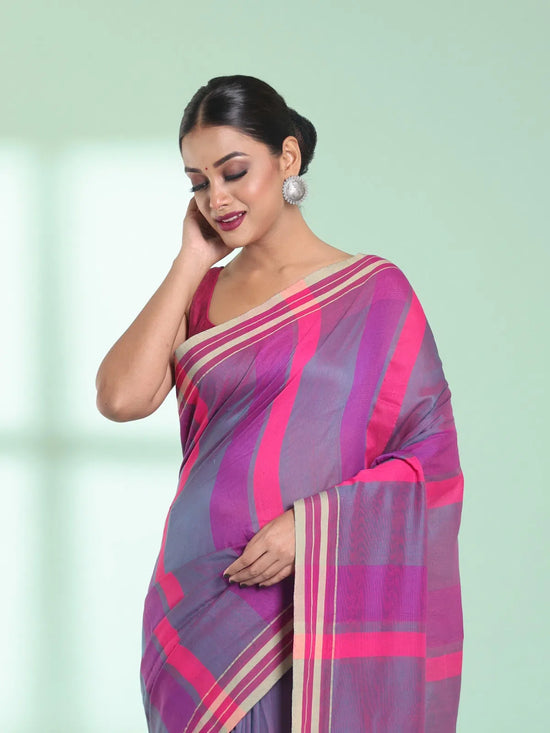 Multicolor Cotton Saree With Stripes Design-MA59CT06530019